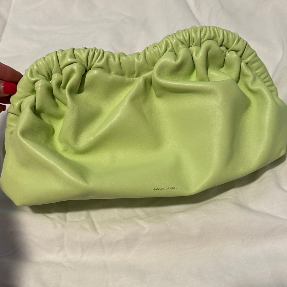 Mansur Gavriel Light Green Ruched Clutch